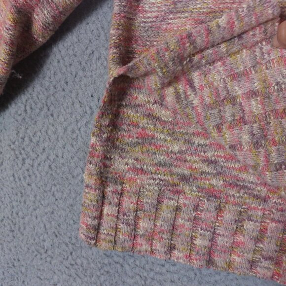 Pilcro Sweater Women's Medium Pink Speckle Knit Deep V-Neck Side Slits Oversized - Picture 9 of 12